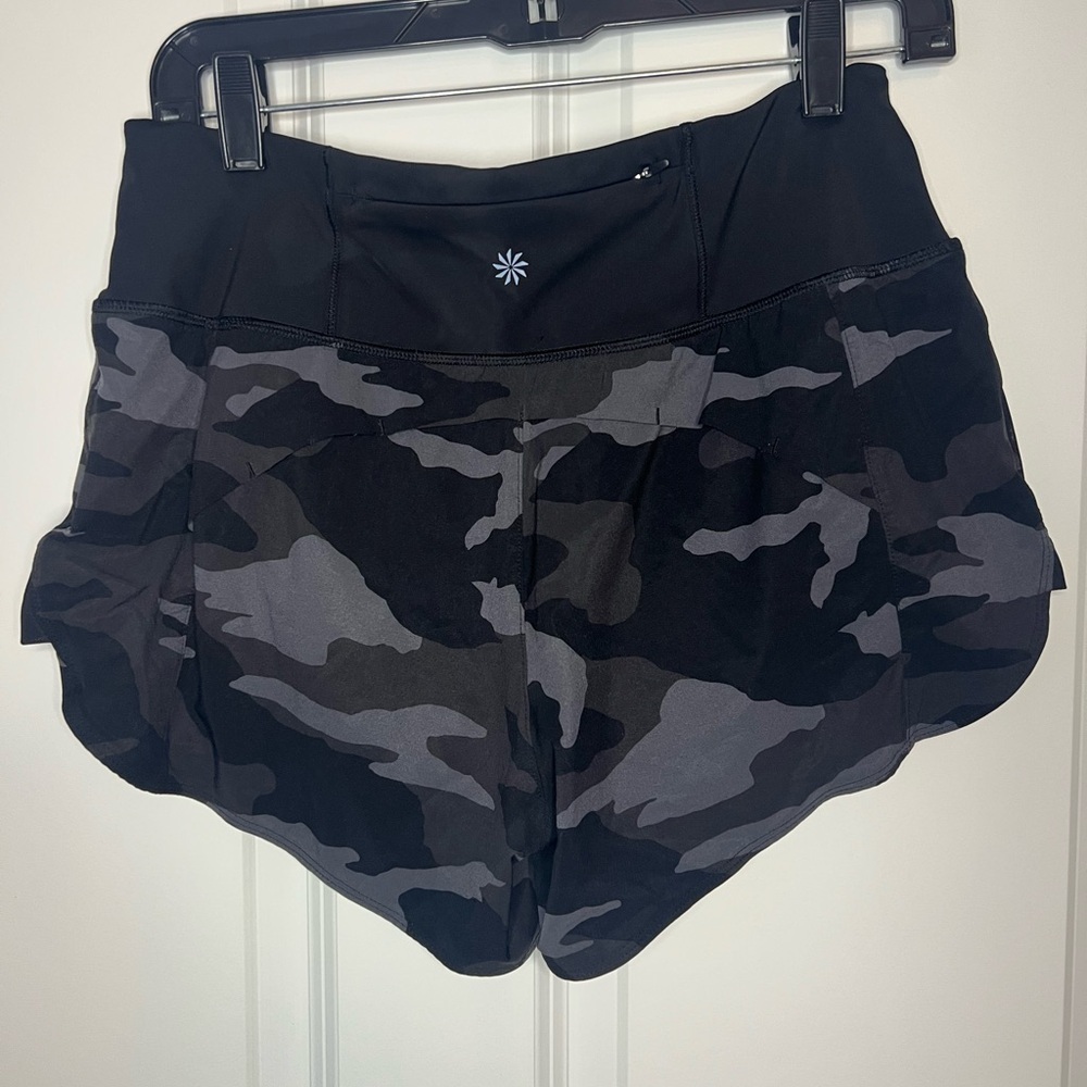 Athleta Black and Gray Camo Running Athletic Shorts - Picture 4 of 7